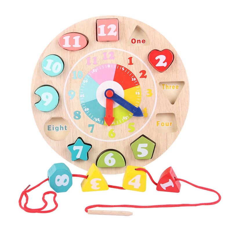 Orologio digitale con perline in legno educativo puzzle gadget divertenti novità interessante: Default Title