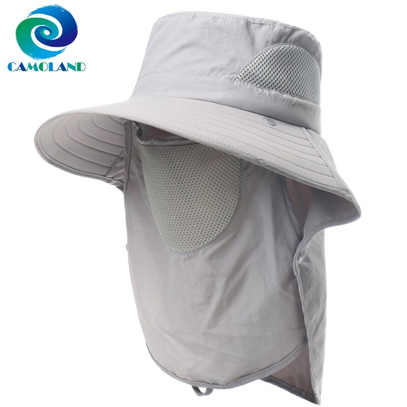 CAMOLAND Women Men Waterproof Bucket Hats With Neck Flap Summer UV Protection Sun Hat Male Breathable Fishing Hiking Caps