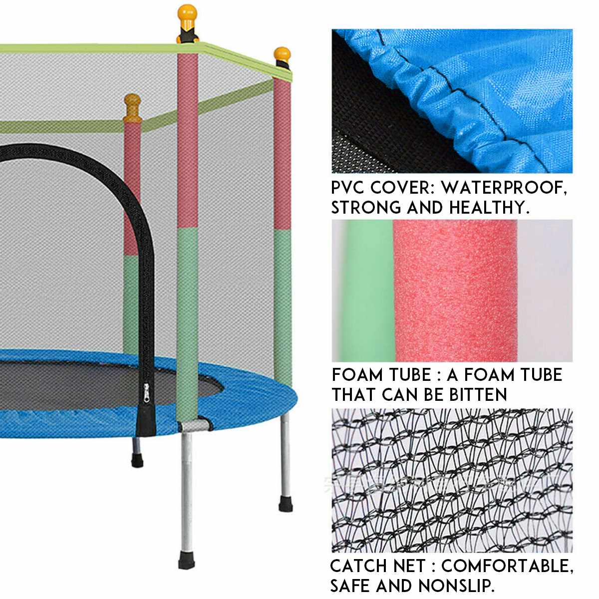 Indoor Trampoline With Protective Net For Adults Kids Jumping Bed Outdoor Trampolines Exercise Fitness Equipment Bed