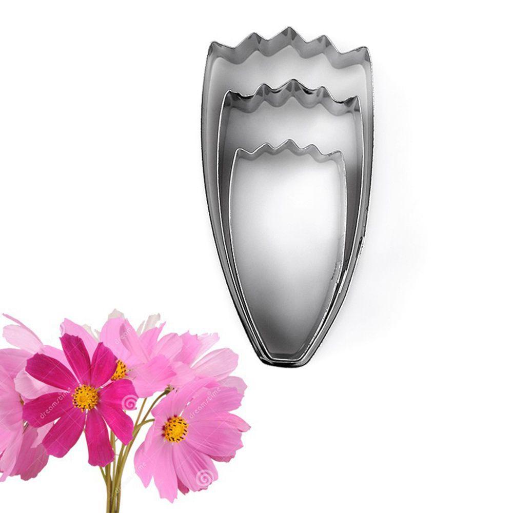 3 Stks/set Rvs Poinsettia Bloem Cookie Set Cutter 3D Fondant Sugarcraft Biscuit Bakvorm Taart Decoreren Gereedschappen: Cosmos