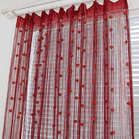 4 kleuren DIY Romantische Rozen Stijl Gordijnen 100x200 cm Decoratieve Gordijn voor Woonkamer Raam Slaapkamer Thuis Bloemen cortinas: B