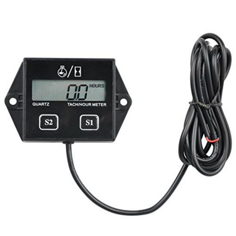 Inductive Hour Meter Portable Waterproof Spark Plugs Engine Digital Hour Meter Tachometer LCD Display Gauge
