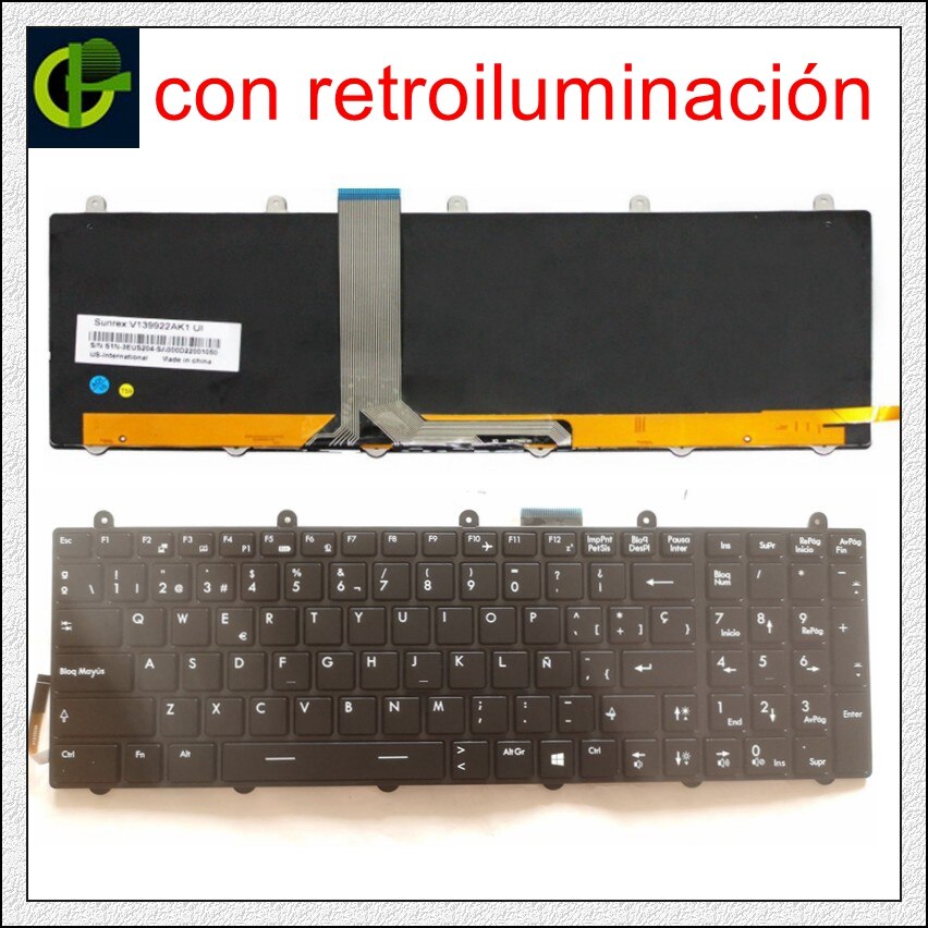 Teclado español para MSI V139922AK1 V139922BK1 V139922CK1 V139922DK1 V139922FK1 V139922HK1 V139922JK2 V139922LK1 y LA latina SP: Backlit