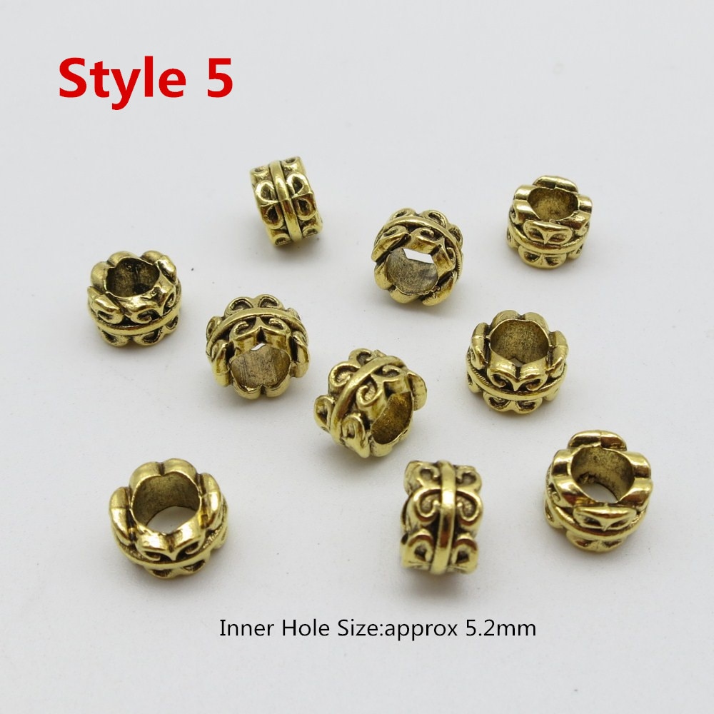 10 teile/paket Antike Gold Wikinger haar flechten furcht dreadlock Bart perlen ringe rohr für mädchen frauen männer Frisuren Zubehör: 10Stck Stil 5