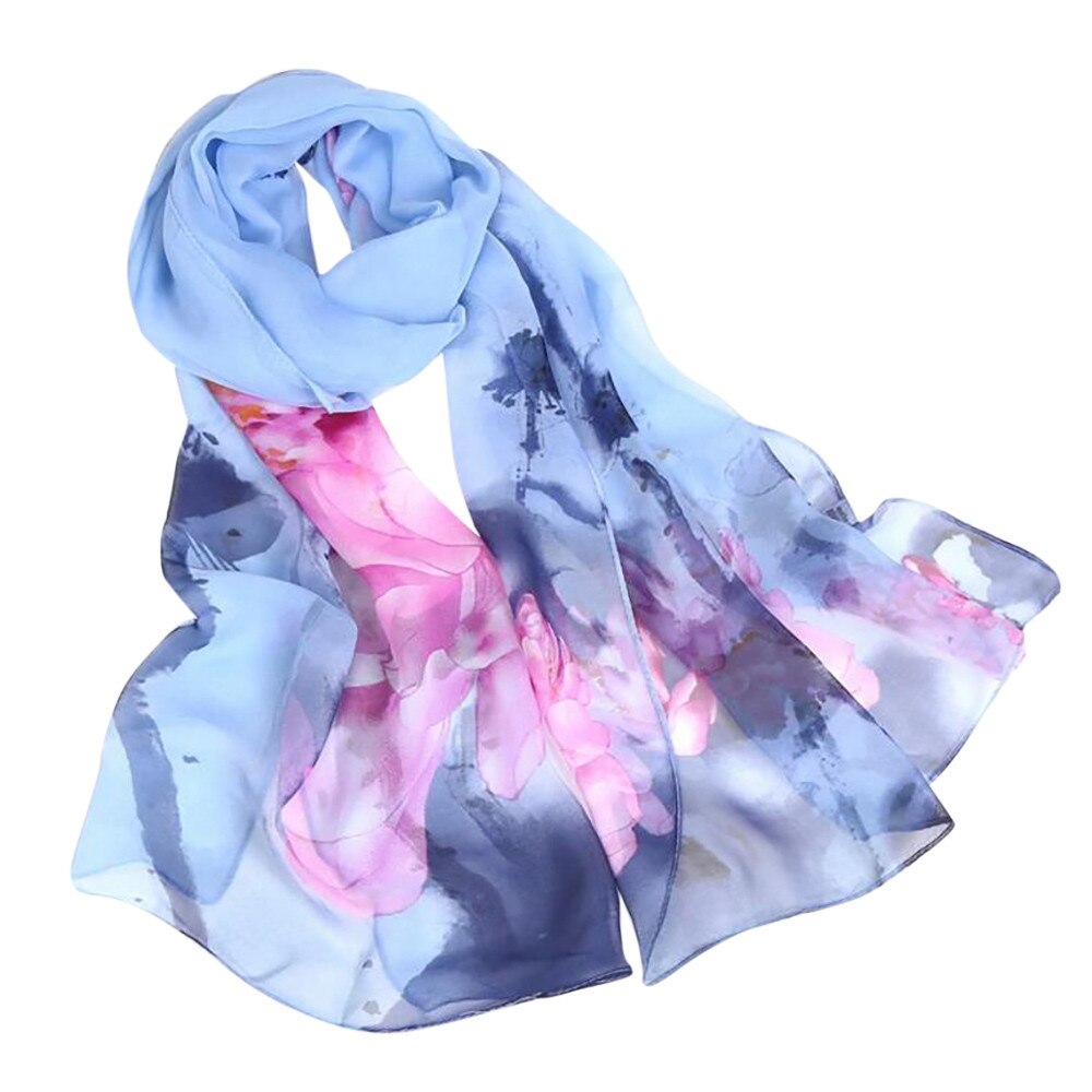 1# Women Scarf Unisex Ink lotus thin silk scarf Soft Wrap Shawl Scarves Chinese style Multi-Purpose шарфы женские: I