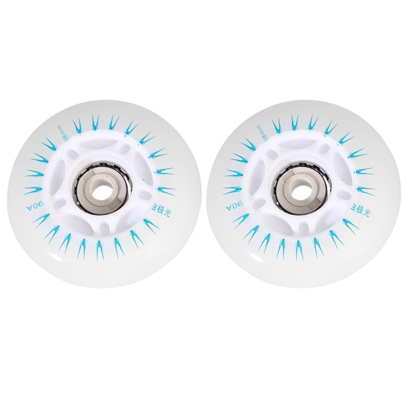 4 Uds patines de hielo ruedas luminosas PU ruedas intermitentes hermosas patines de hielo decorativos ruedas luminosas (luz colorida 60mm, sin: Blue