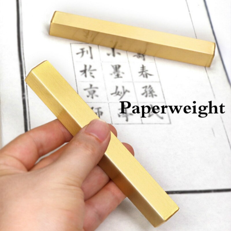 Eenvoudige Metalen Paperweights Chinese Borstel Kalligrafie Paperweights Massief Messing Presse-papier Student Draagbare Papier Drukken Prop
