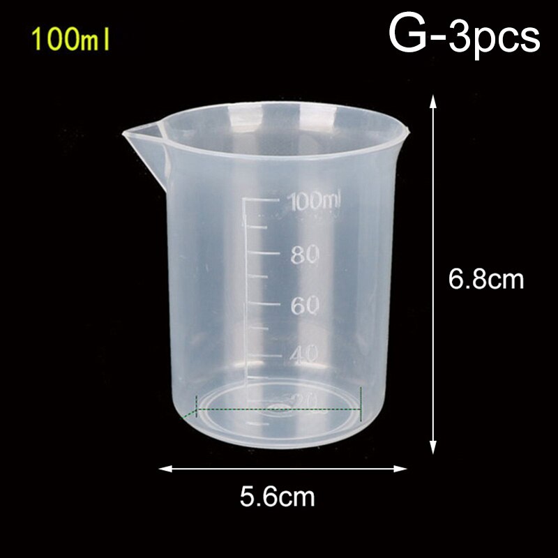 20ml/30ml/50ml/300ml/500ml/1000ml Clear Plastic Graduated Measuring Cup for Baking Beaker Liquid Measure Jug Cup Container: G-3pcs