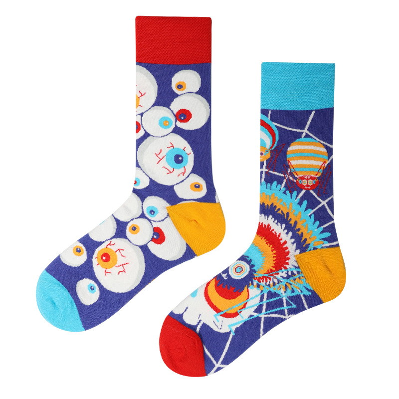 Nueva AB asimétrico Pato Mandarín calcetines para hombres y mujeres de dibujos animados divertido lindo Animal medio alto calcetines de algodón de tubo