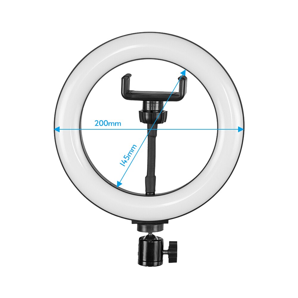 Ring Light 8 Inch Fill LED Light USB Powered Stepless Dimming with Ball Head Phone Clamp for Makeup Selfie Photography Lighting