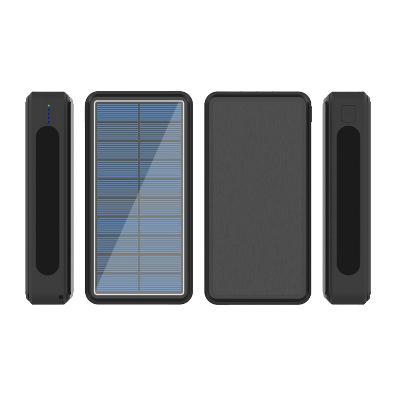 80000mAh Wireless Solar Power Bank External Battery Charger Pack For Xiaomi Samsung IPhone Solar Charger 4 USB Three Lighting: black