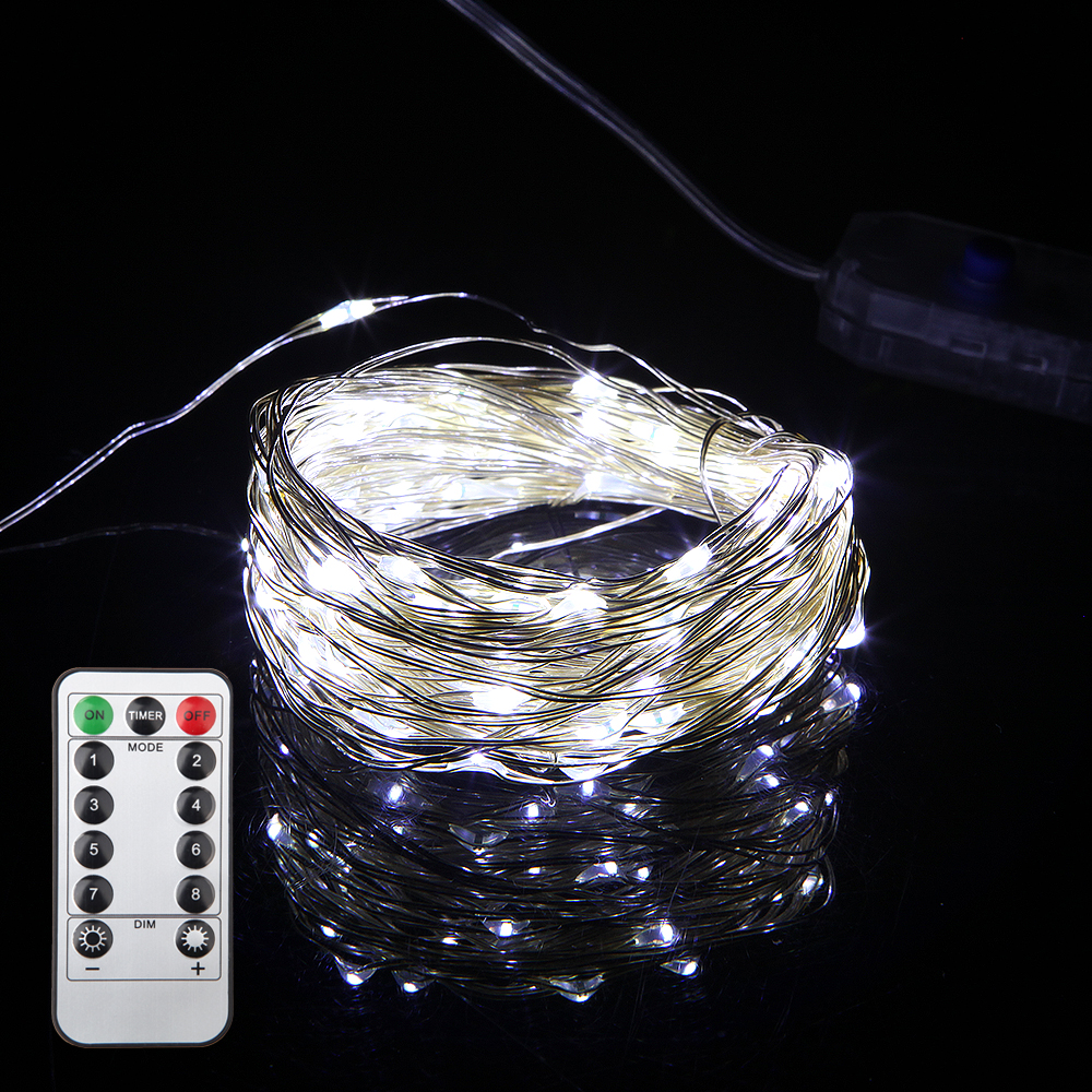 5m 10m usb led fe lys vandtæt led sølv wire streng med fjernbetjening til julefest bryllup dekoration