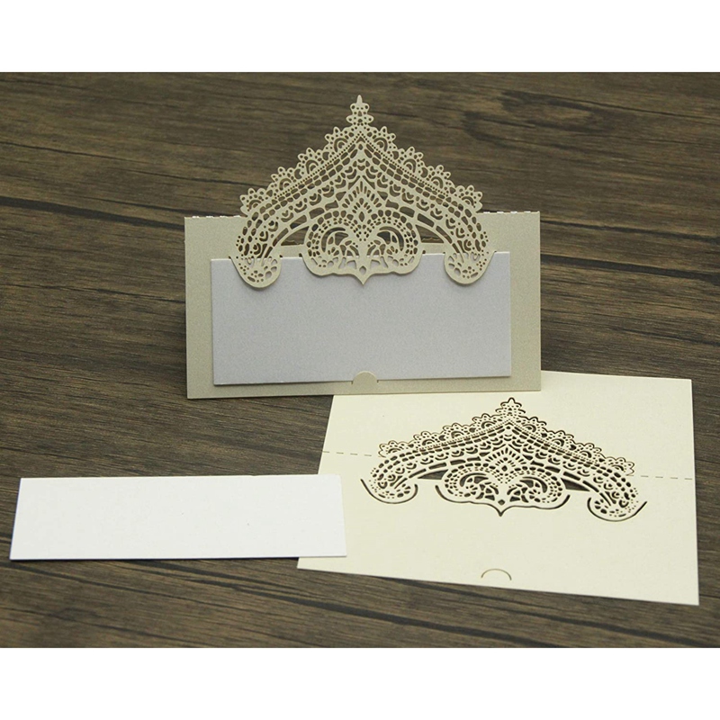 100 Pcs Table Place Cards with White Inserts Crown Tent Cards Name Cards for Wedding Banquets Buffet Bridal