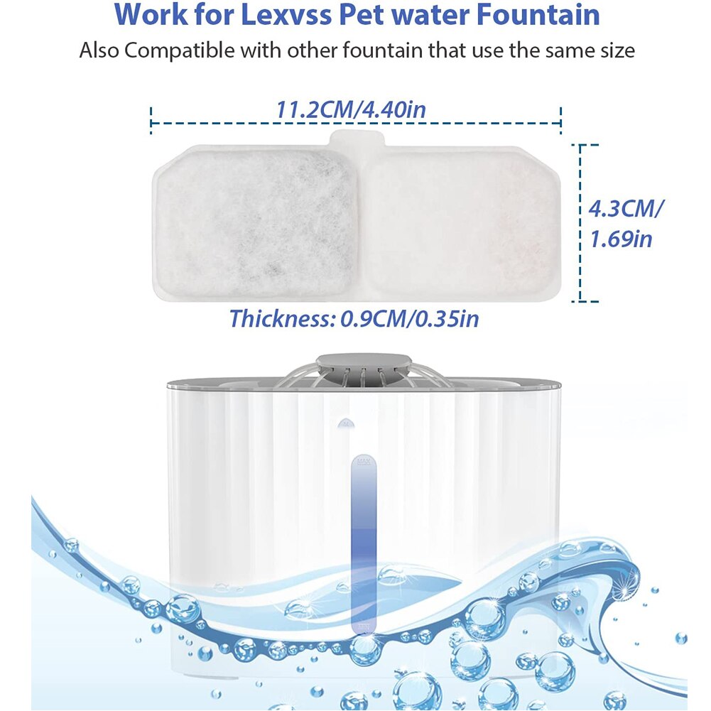 Filtre de fontaine à eau pour chat, remplacement avec charbon actif de noix de coco, pour chien de compagnie, distributeur d&#39;eau, 6 pièces/12 pièces