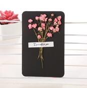 Tørre blomsterkort bursdagskort for jente barn kone mann bursdagskake gratulasjonskort postkort kort: Rosa gypsophila 3