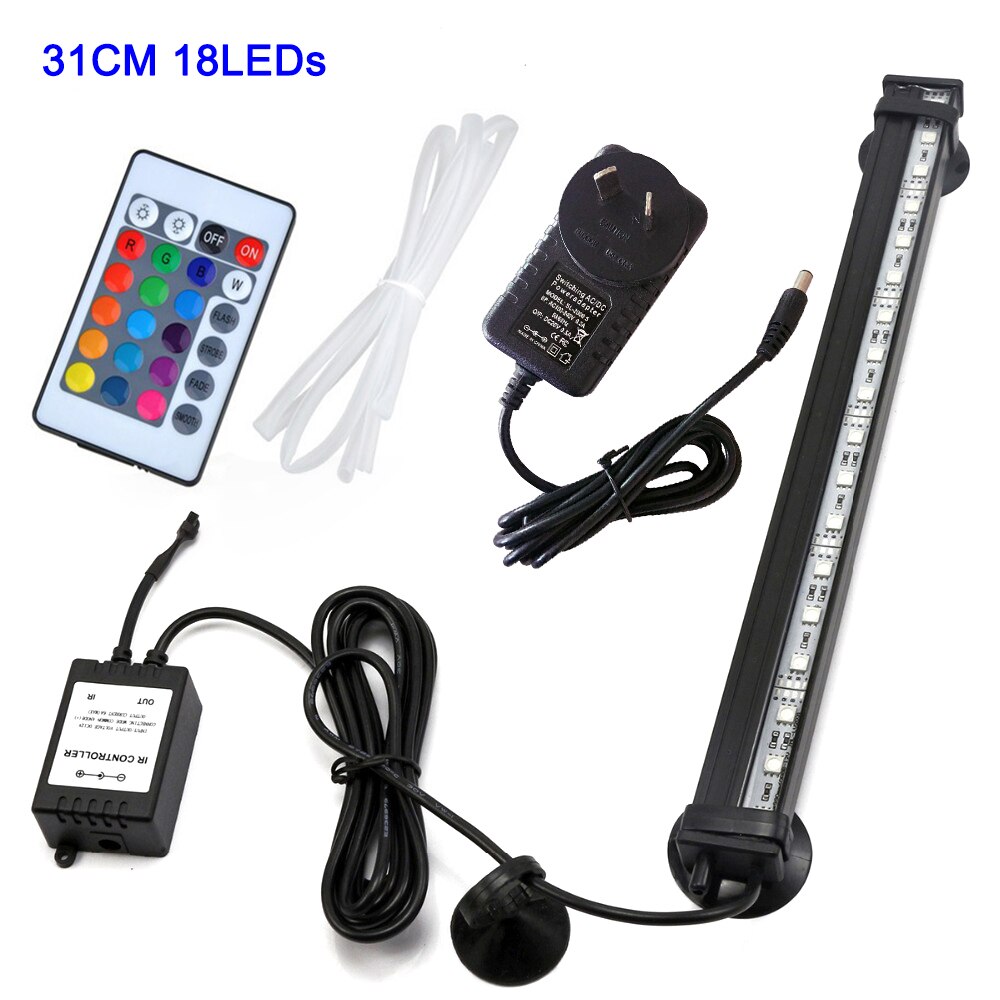 5050 Rgb Waterdichte Luchtbel Lamp Led Aquarium Aquarium Licht Dimbare Afstandsbediening Dompelpompen Licht Maken Vis Zuurstof: AU Plug 31cm