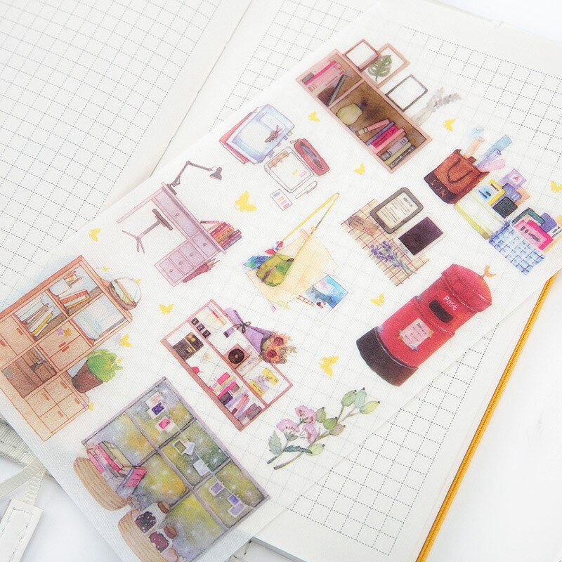 Xinaher 6 ark/parti mitt hus liv dekorasjon papir klistremerke pakke gjør selv dagbok dekorasjon klistremerke album scrapbooking