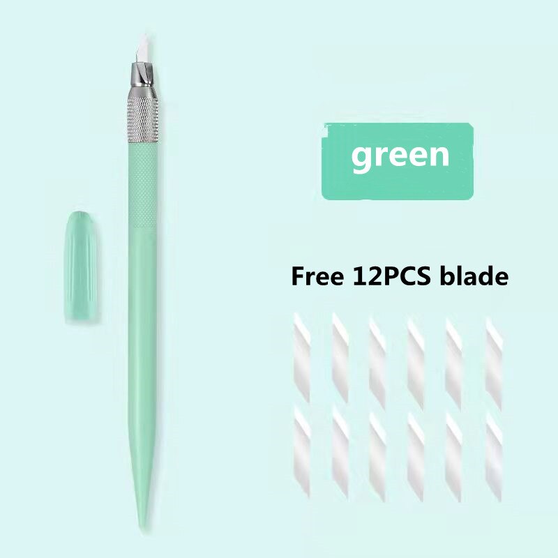 6 colors cutting pen knife cutting paper knife art utility knife express box knife paper cutter art carving knife handmade: green