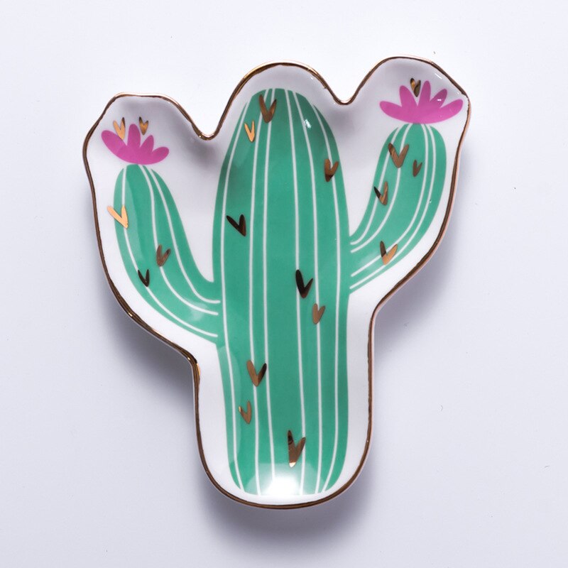 Lille håndmalet flamingo kaktus ananas keramisk sauce smykker fad nydelse plade dekorative smykker opbevaring: 4