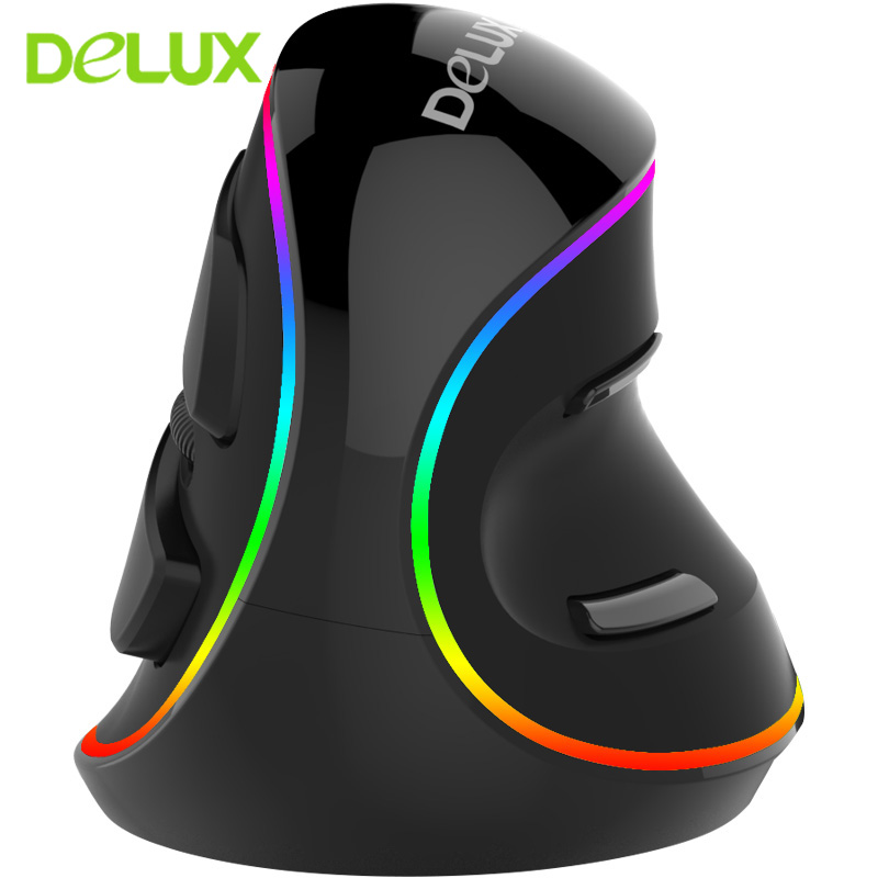 Delux – souris verticale ergonomique M618 Plus, 4000 DPI, filaire, LED, avec tapis de souris, pour ordinateur portable et de bureau