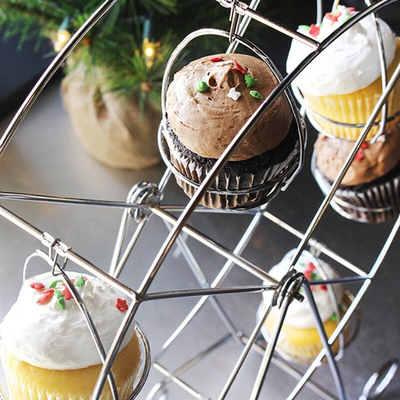 Draaibaar Gebak Cupcake Houder Roestvrij Reuzenrad Verjaardag Party Tray Cake Houder Voor Bruiloft Bakken Accessoires