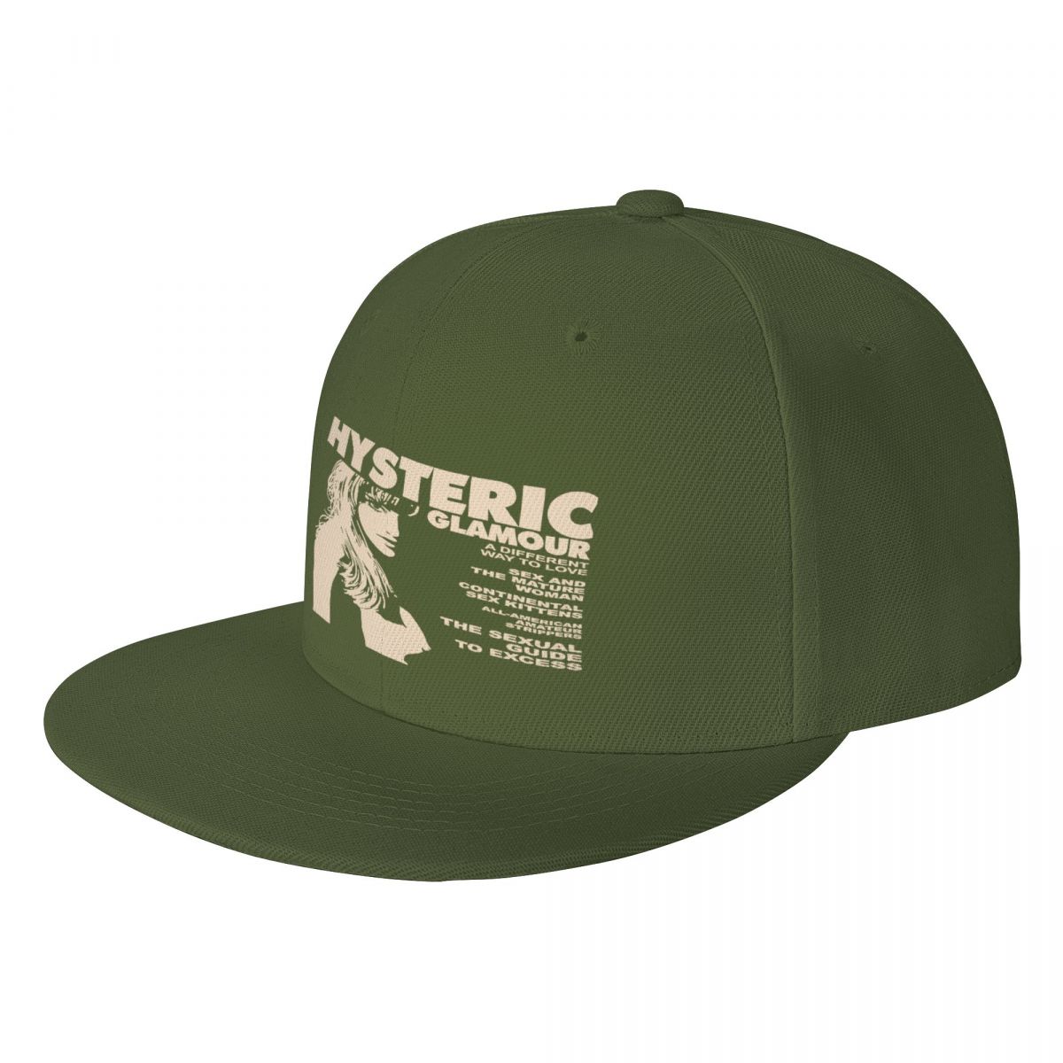 Boné de beisebol preto histérico glamour masculino, chapéu de maneira diferente, bonés esportivos: Verde exército