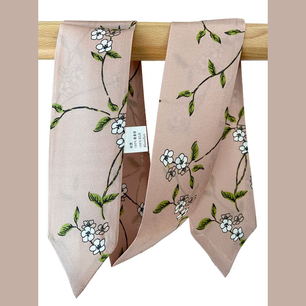High Natural Silk Skinny Scarf Women Necktie Female Neckscarf Bag Decor Ribbon Long Narrow Neck Tie Scarves for Women