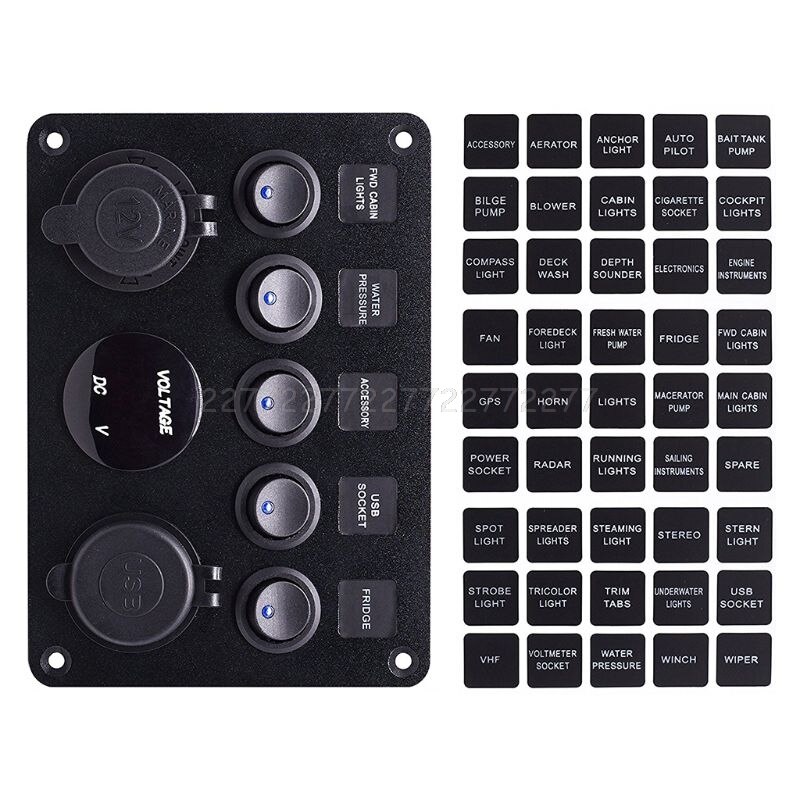 12-24V Cat-eye commutateur panneau combiné avec boîte à fusibles Protection voltmètre prise de courant double USB chargeur de voiture S18 19 directe