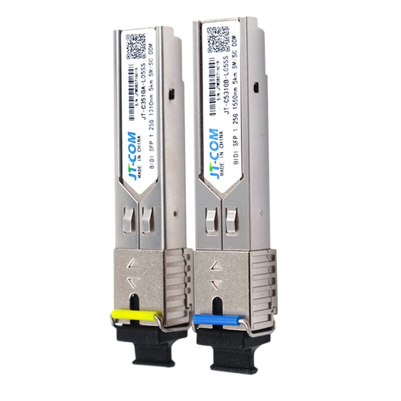 -JT-COM 2Pcs SC SFP Module Gigabit DDM BIDI Mini Gbic 1000Mbps Fiber Tranceiver Sfp Module Compatible With Mikrotik: Red