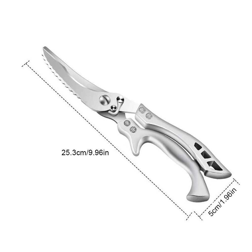 Kitchen Scissors Chicken Cook Scissor Spring Loaded Curved Handle Reusable Outdoor Multifunctional Picnic Shears: Default Title