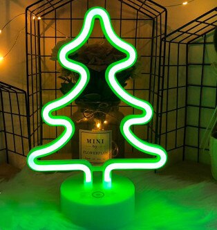 8 mode neon led ljus tecken julfest heminredning sovrum bordslampa flamingo måne enhörning träd neon gul: Julgran