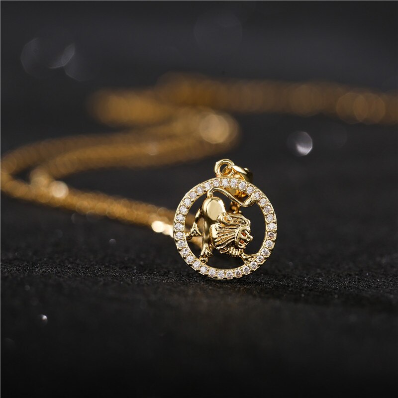 Trendsmax 12 Sterrenbeeld Sterrenbeelden Hangers Kettingen Voor Vrouwen Mannen 585 Rose Goud Mannelijke Sieraden Mode Verjaardagscadeautjes GPM16