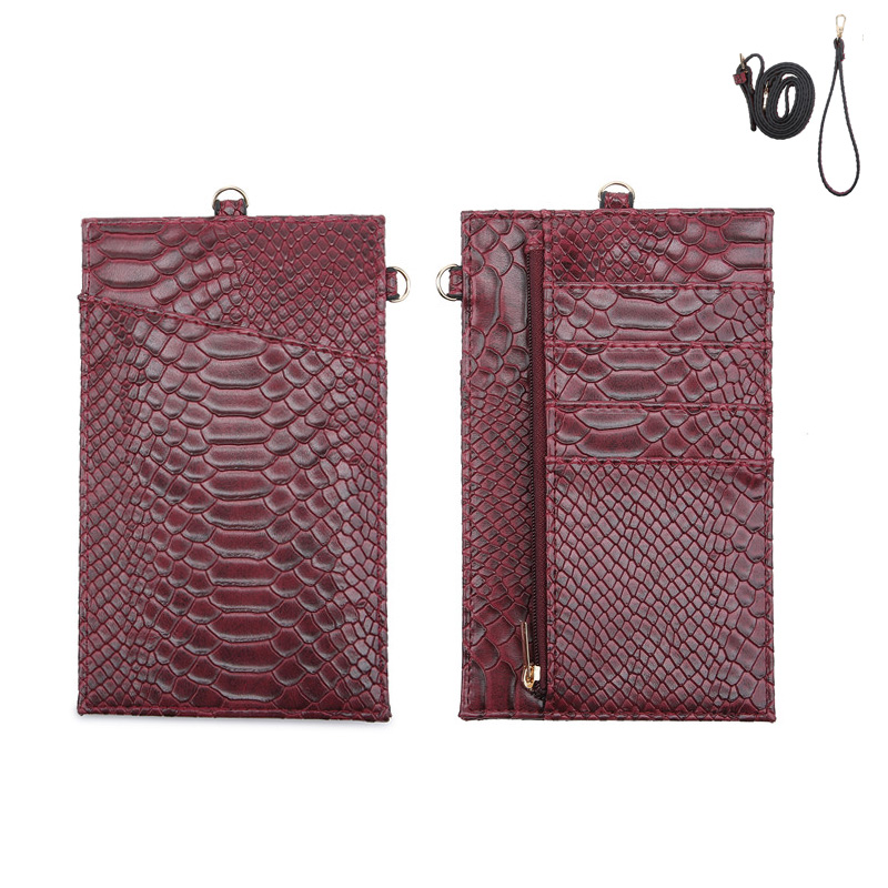 Mode Ins Business Credit Slanke Vrouwen Mannen Kaarthouder Telefoon Purse Holder Pouch Met Rits En Side Autosleutel Haak: 0901S-Maroon