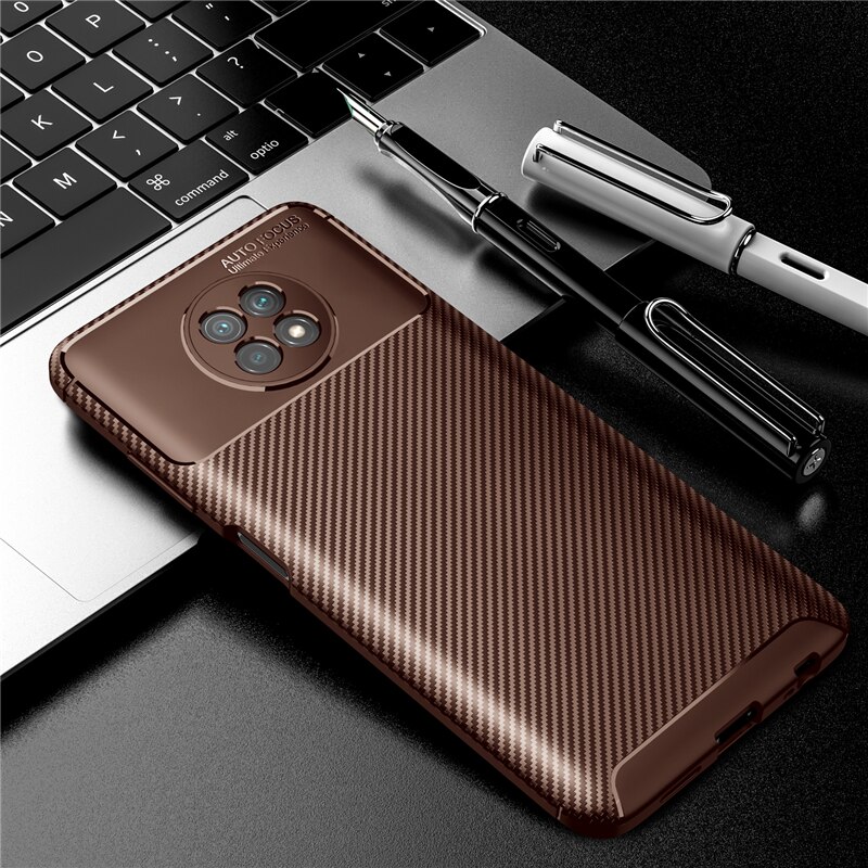 Carbon Fiber Cover For Xiaomi Redmi Note 9T 5G Case Funda Redmi Note 9T 9 T 5G Ultra Thin Back Case For Redmi Note 9T 5G Cover: Brown