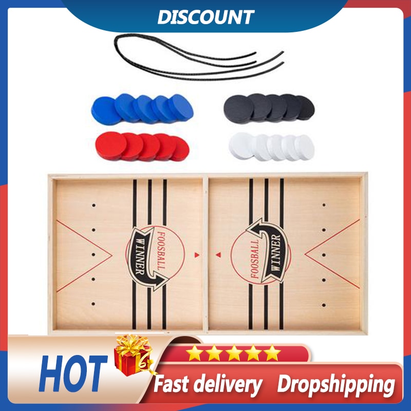 Puck Game Fast Sling Wooden Durable Air Hockey Board Game Toy Parent-child Interactive Game Chess Prop Foosball Table Board Game