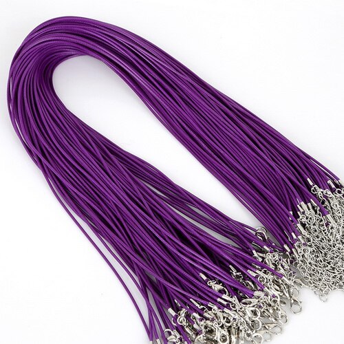 10 sztuk/partia skórzane łańcuchy bransoletka zawieszki charms z karabińczyk dla DIY komponenty do wyrobu biżuterii sznurek 1.5mm: Dark Purple