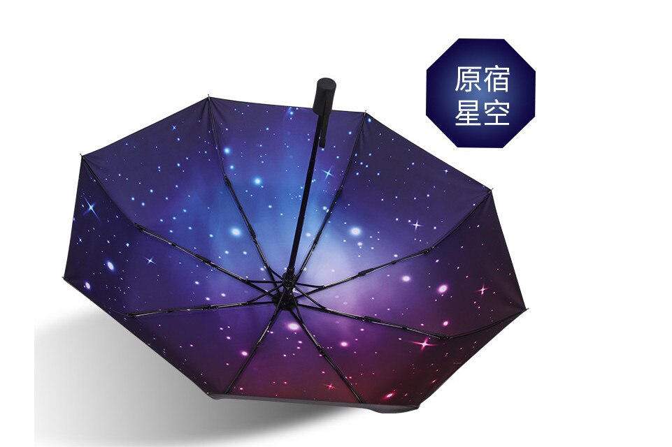 Nyeste kompakte folde paraply vindtæt rejse paraply sort lim anti uv belægning til kvinder mænd auto åben luk: C