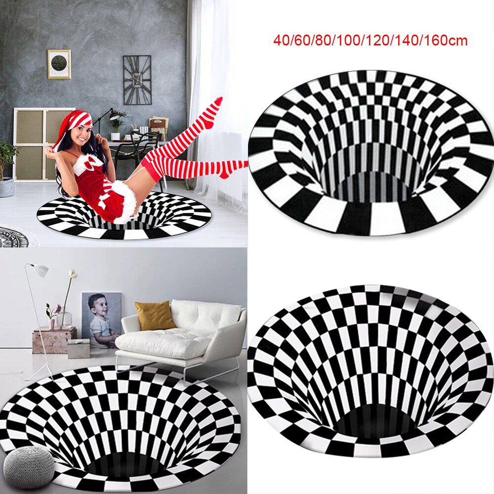 3D Vortex Visual Illusion Rug Printed 3d Mat Optical Illusion Area Rugs Carpet Floor Pad Non-slip Doormat Blanket For Home Decor