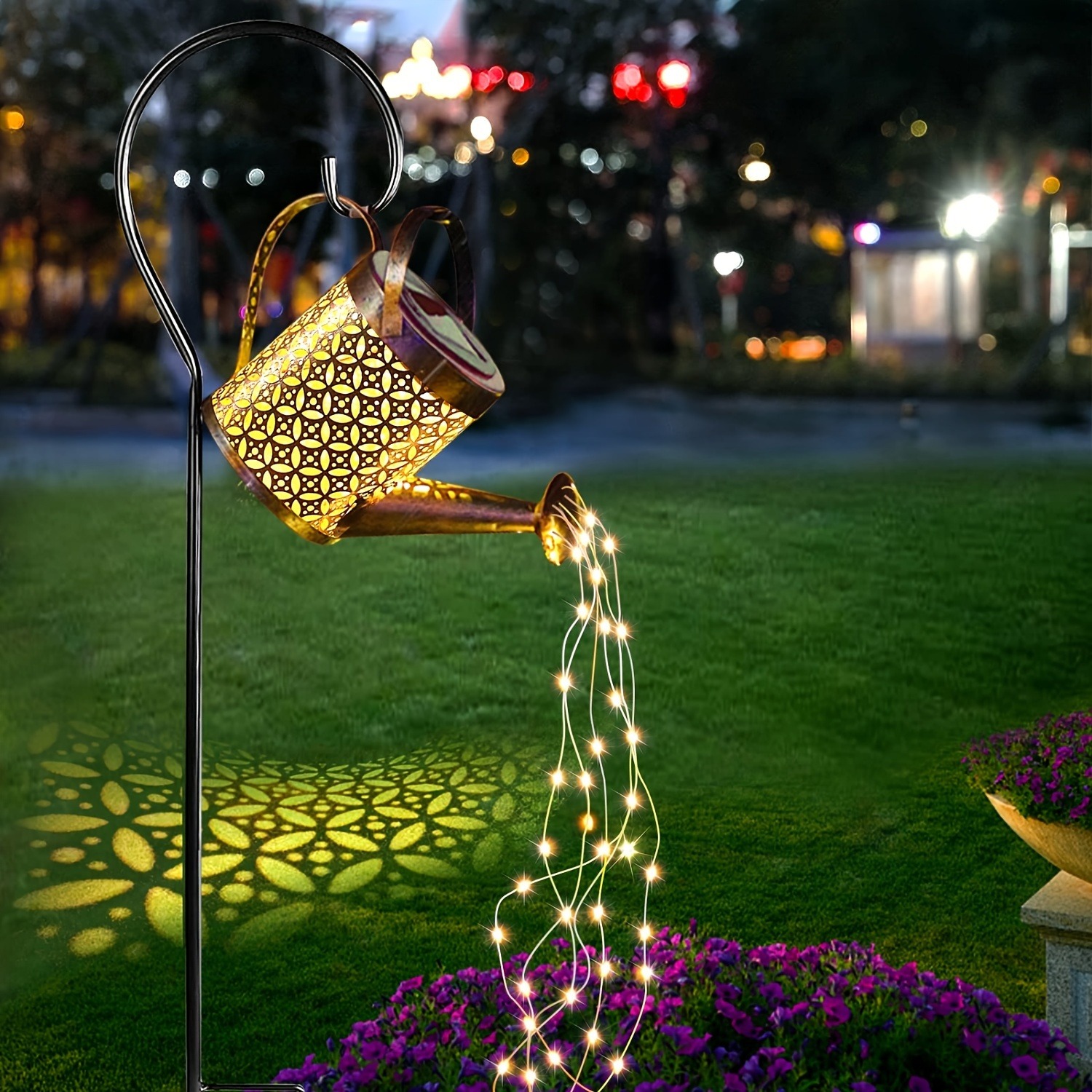 Luces solares decorativas para jardín, regadera Solar con luces, linternas solares colgantes, color blanco cálido, 1 ud.
