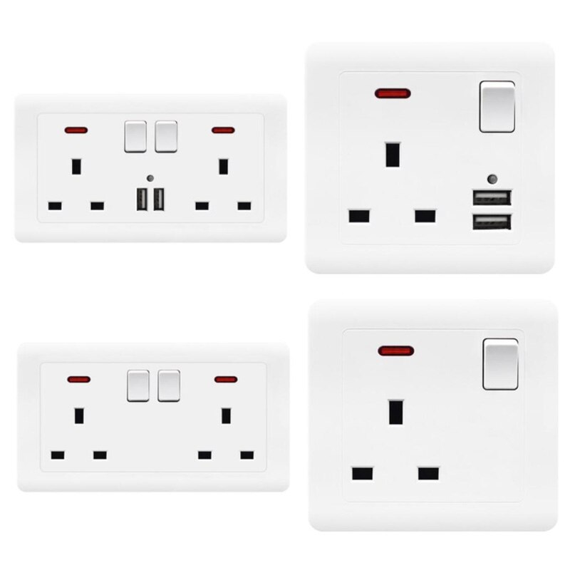 Elektrisk switchwall-stik 2 stikkontakt 5v 2.1a usb-opladningsport til vægkontakter og -kontakter usb-stikkontakt