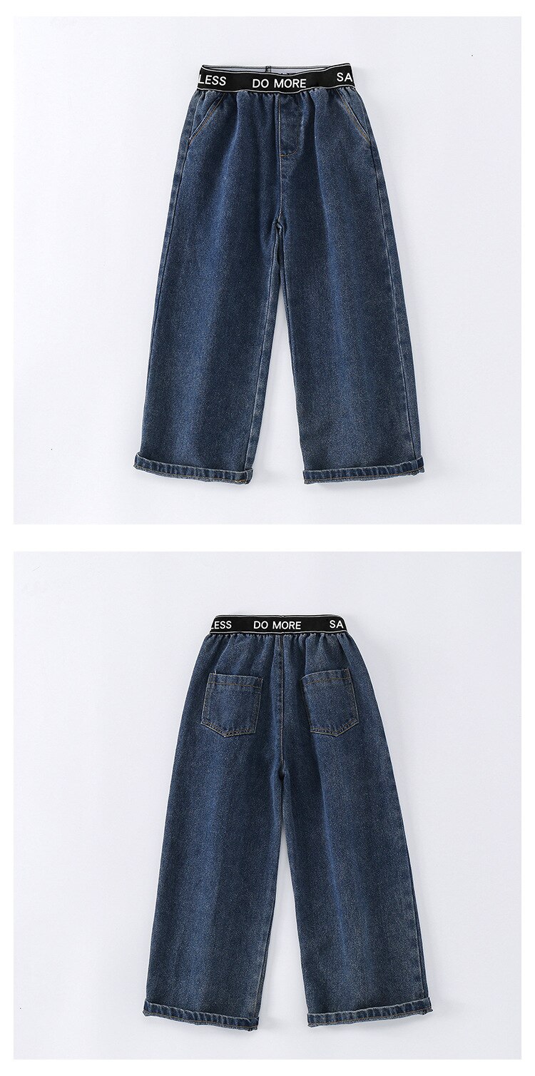 Teen Girls Jeans Spring Autumn Loose Casual style Elastic Waist Jeans 10 11 12 13 14 15 years Girls Clothes