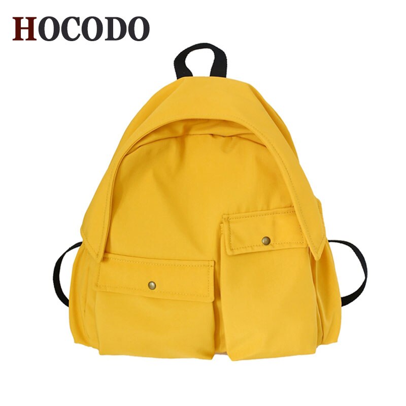 HOCODO sac d'école de grande capacité pour les adolescentes imperméable en Nylon femmes sac à dos solide couleur livre sac voyage sacs à bandoulière