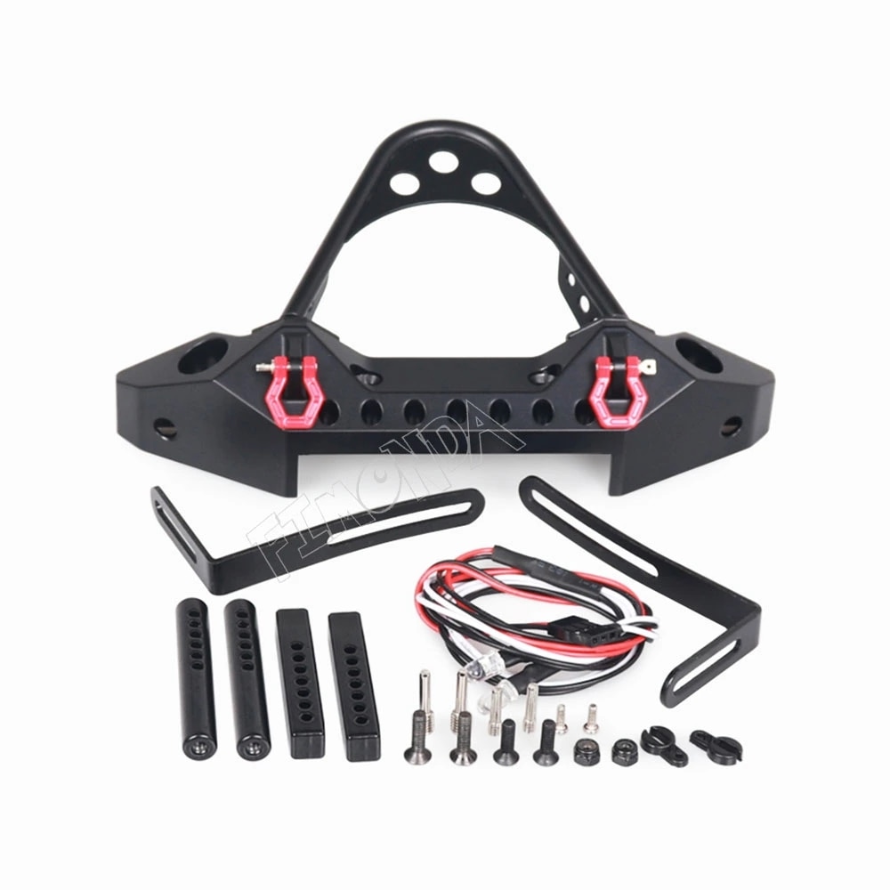 Metalen Stinger Voorbumper Lier Achter Reservewiel Beugel met Licht voor 1/10 RC Crawler Auto TRX4 Axiale SCX10 90046 TF2 CC01 KM2