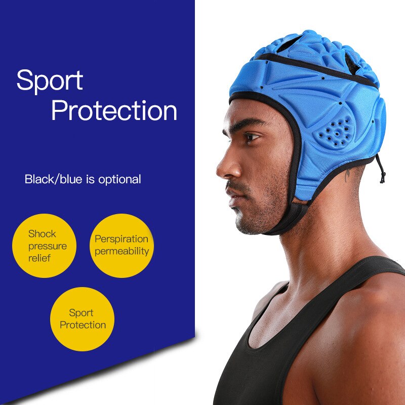 Voksen beskyttende hat, unisex stødsikker sikkerhedshjelm med ventilationsåbninger til rugbyhockey, sort/blå