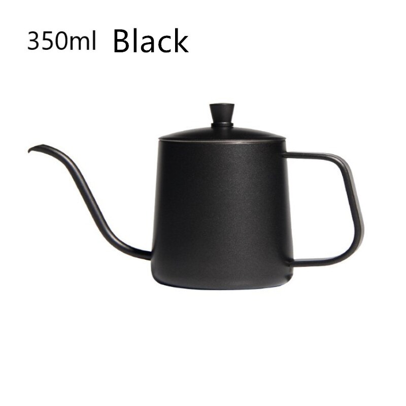 Tetera de goteo 600/350ml tetera de café de acero inoxidable antiadherente con cuello de cisne olla de mano con tapa de boca larga ollas de café Cocina: 350ml Black