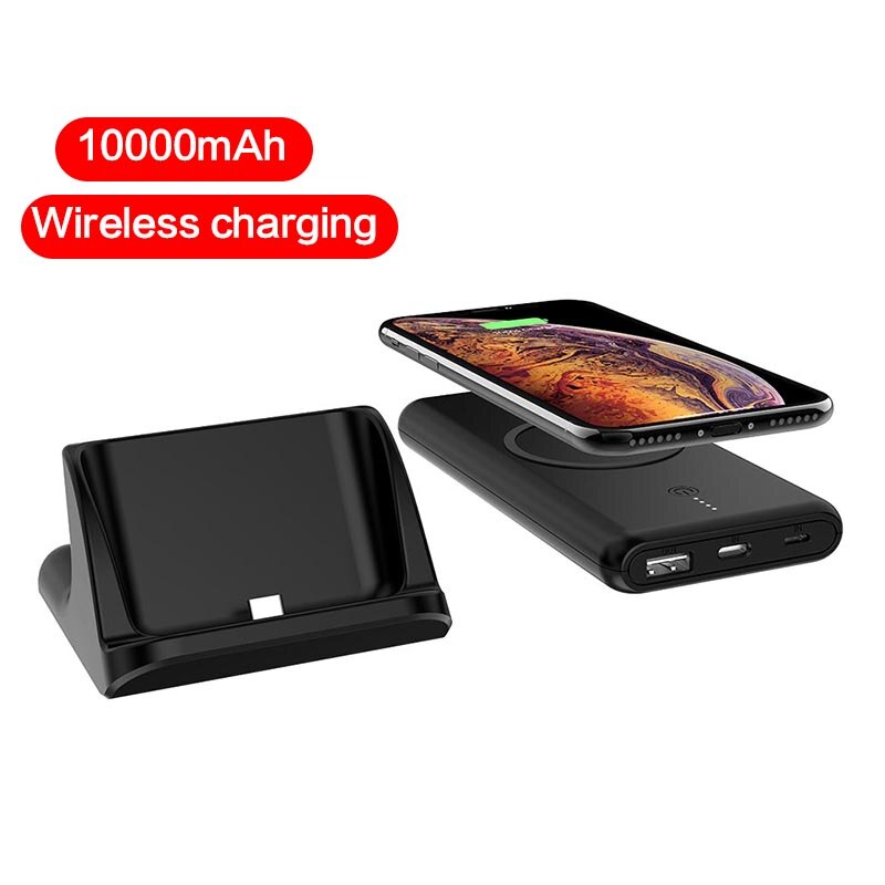 USB /Qi Wireless Charger Powerbank wireless 10000mA Power Bank for iPhone 8 8 Plus XS XR XS Max 11 pro Max Phone Removable Base