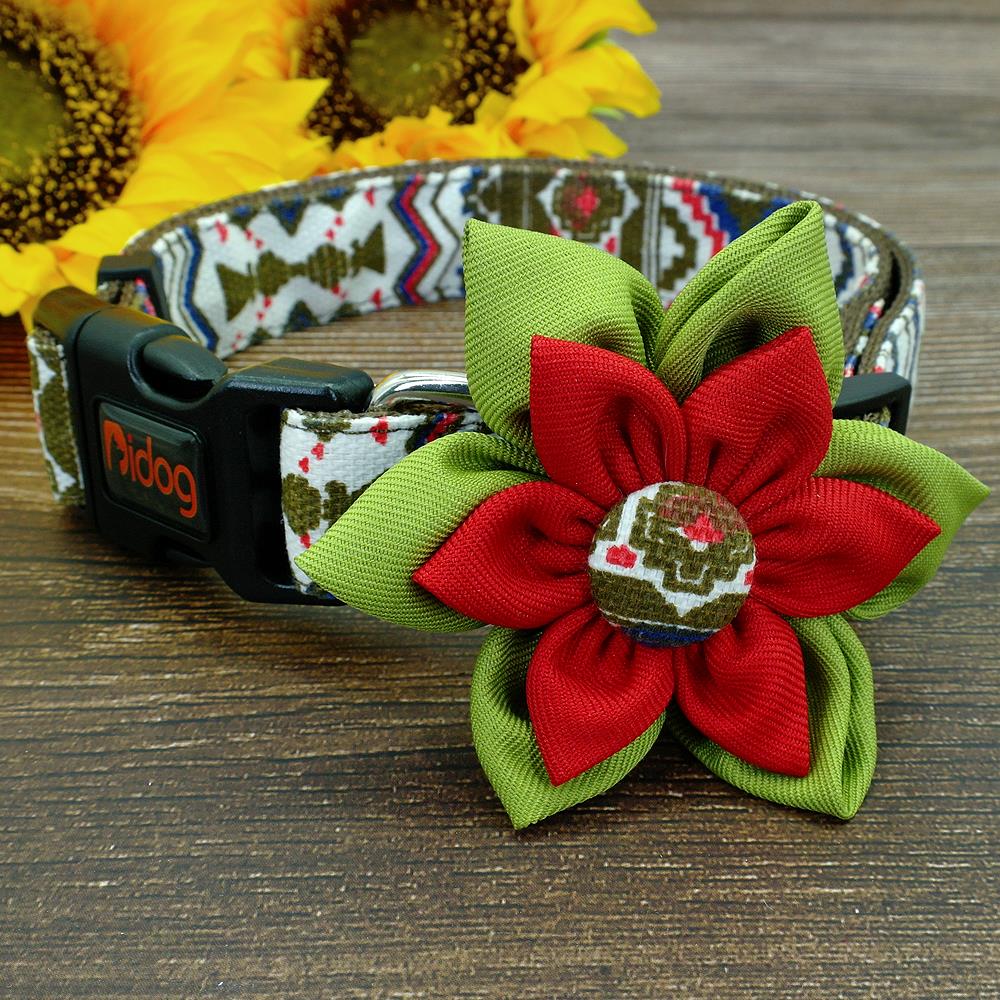 Cute Dog Collar Adjustable Pet Chihuahua Puppy Collar Printed Dog Accessories For Small Medium Large Dogs Pug Beagle Petshop M L: Green / L