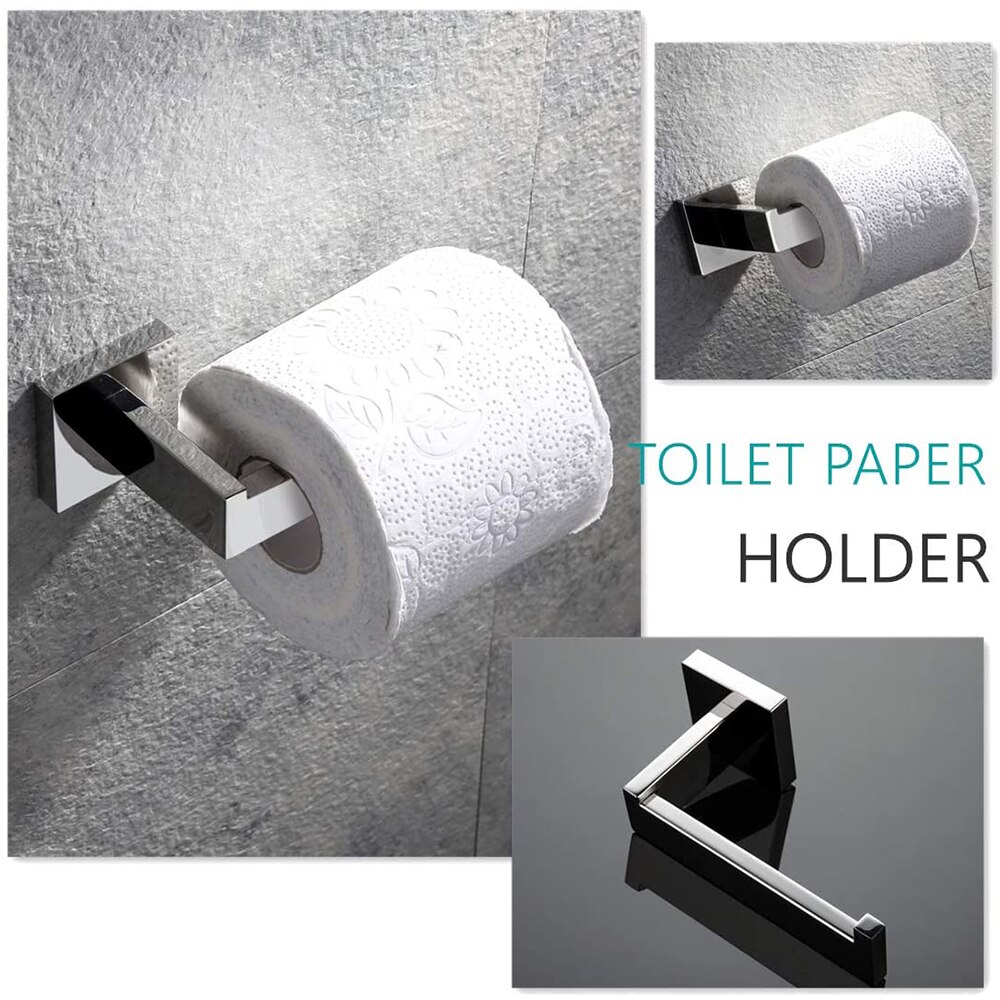 Juego de accesorios cromados para baño, soporte para toallas, ganchos para barra, montaje en pared, soporte para rollo de papel higiénico, colgador de abrigos