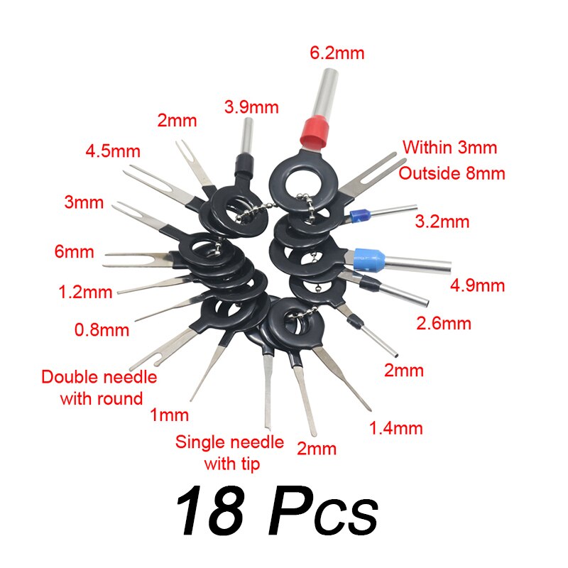 38/18/11/ 3 Pcs Car Terminal Removal Electrical Wiring Crimp Connector Pin Extractor Kit Car Electrico Repair Hand Tools