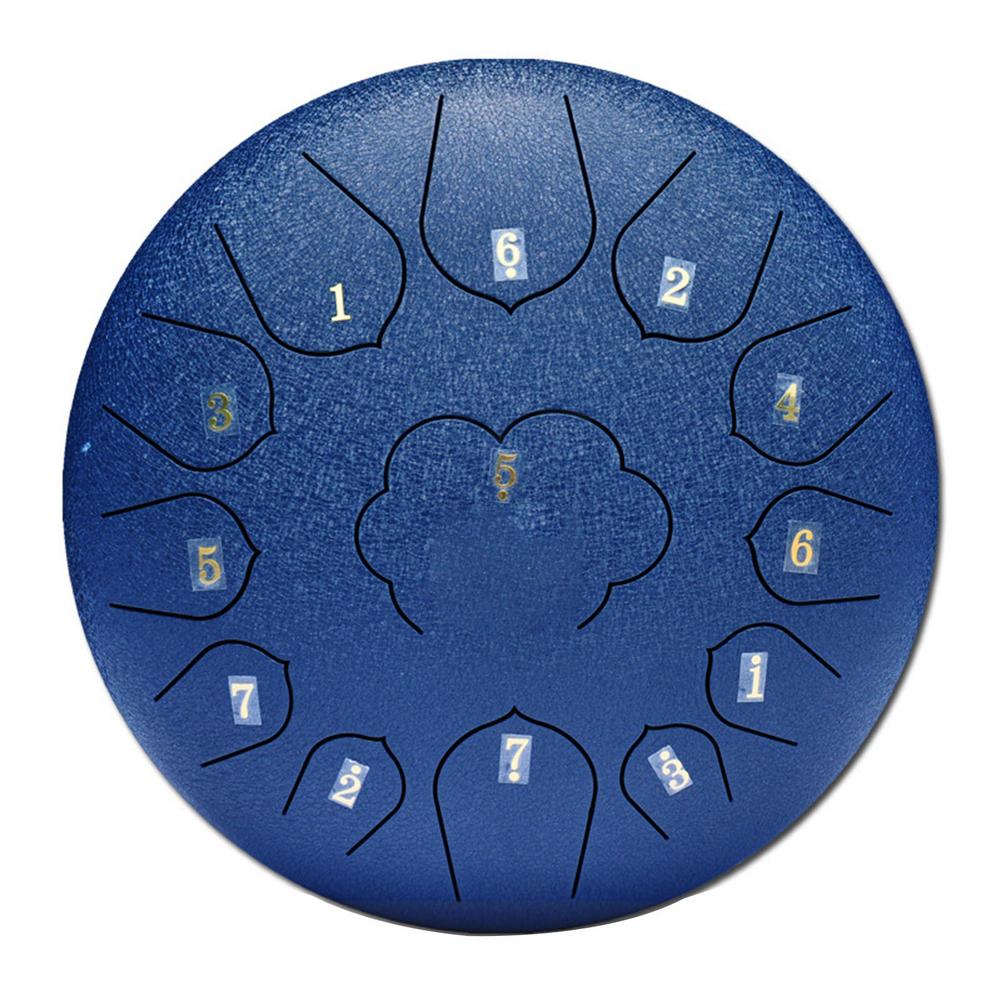 12 Inch Mini Drum 13 Tones Steel Tongue Drum Kit Tune C Empty Spirit Drum Percussion Hand Pan Drum Musical Instruments: Navy blue